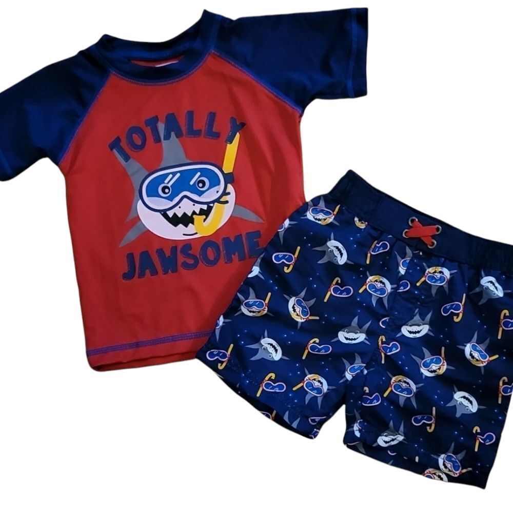 NWT Swiggles Totally Jawsome Rashguard & Trunks Set